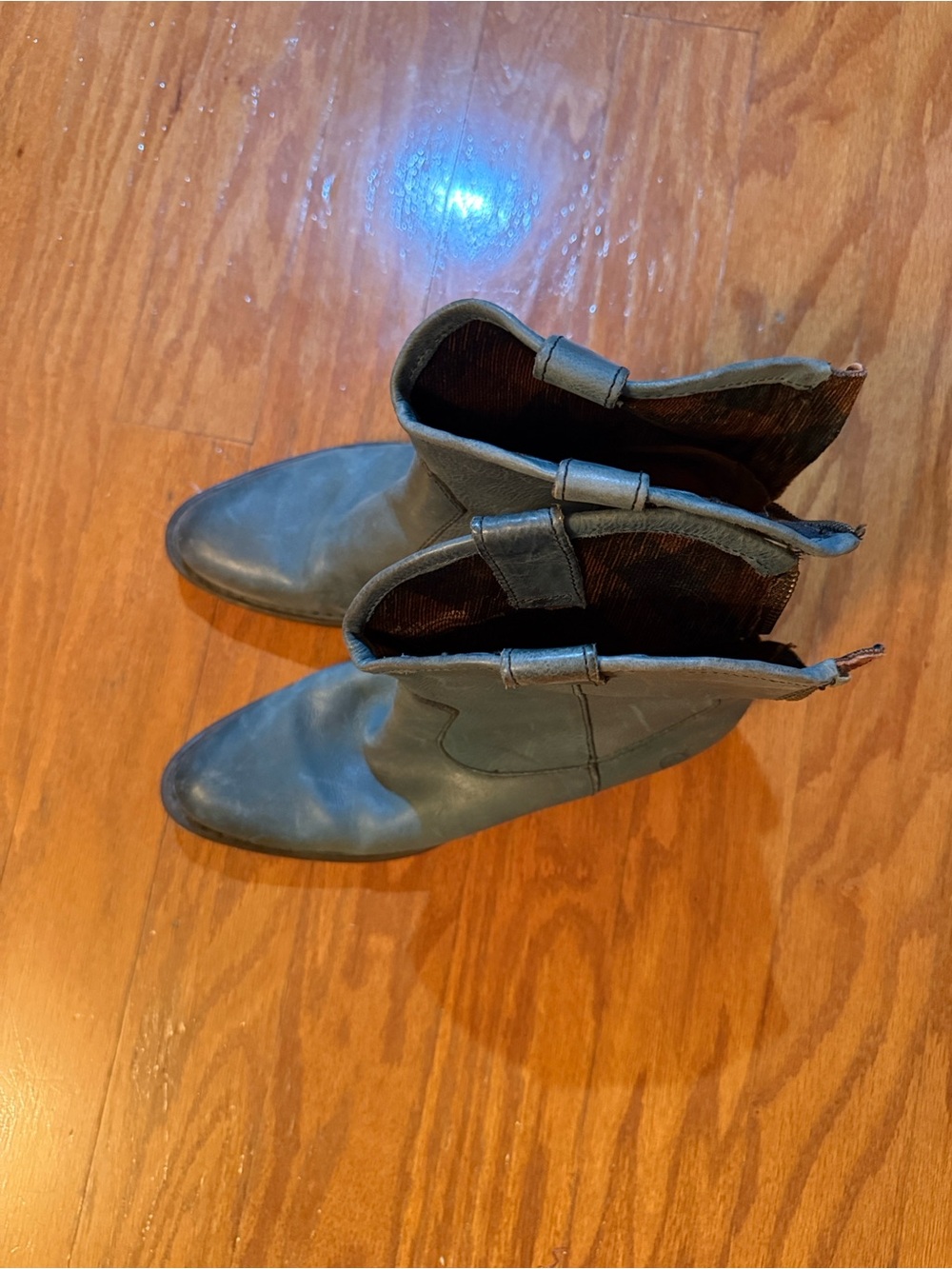 Born Teal Leather Ankle Boots